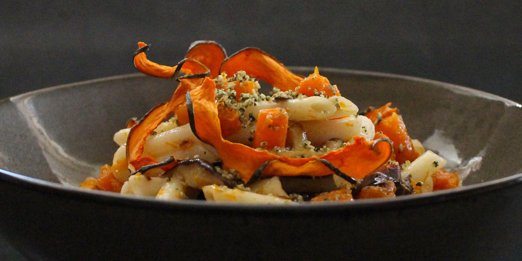 White Corn Pennette Rigate with Pumpkin and Shitake Mushrooms by @aprilbagaglio