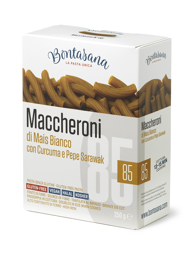 MACCHERONI N°85 · Mais Bianco con Curcuma e Pepe